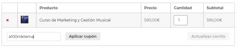 Cupón descuento mkt y gestión musical EMA
