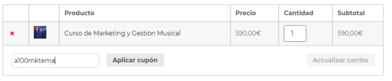 Cupón descuento mkt y gestión musical EMA