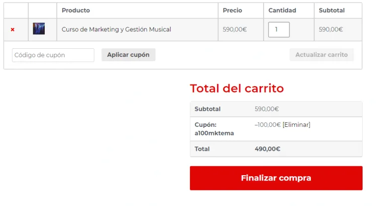 Aplicación bono descuento a100mktema